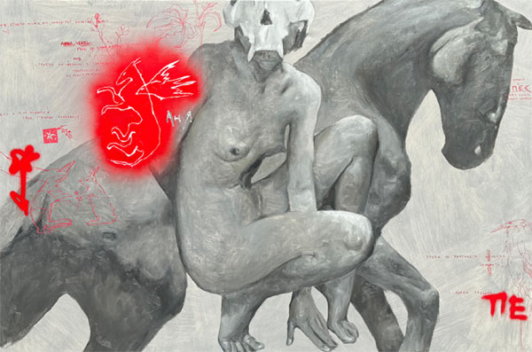 Anna Veriki The Dog Does Not Fly But Has Wings 2023 Oil on canvas 60 x 82 in 150 x 210 cm